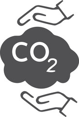 Hands capture co2 cloud icon, capture co2 gas icon black vector