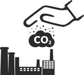Hands capture co2 cloud icon, capture co2 gas icon black vector