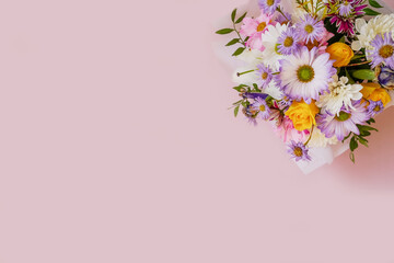 Valentine or mother day concept. Flower on pink background.