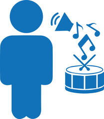 High noise level icon, high volume icon blue vector