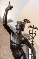 Bronze statue of Hermes, the herald of greek gods