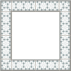 Antique square tile frame curve cross kaleidoscope