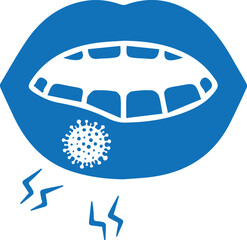 Mouth infection icon, mouth disease icon blue vector 