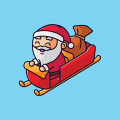 Vector cute and simple santa clause riding train free simple illustrations
