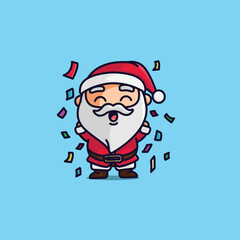 Vector cute cartoon santa claus celebrating simple illustration free isolated