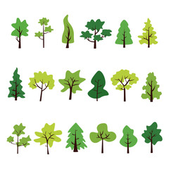 Obraz premium Collection of trees. tree set isolated on white background. vector illustration.