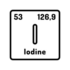 iodine chemical element line icon vector. iodine chemical element sign. isolated contour symbol black illustration