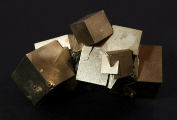 Rocks and minerals, Cubic Pyrite crystals, laboratory sample