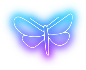 Collection of butterflies and insects neon