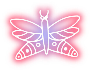 Collection of butterflies and insects neon