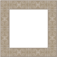 Antique square tile frame spiral curve dot line