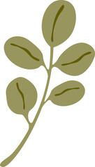 Hand drawn leaf decor element flat icon
