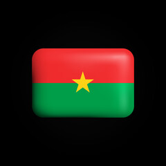 Burkina Faso Flag 3D Icon. National Flag of Burkina Faso. Vector illustration