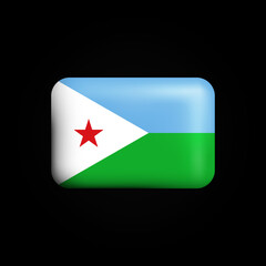 Djibouti Flag 3D Icon. National Flag of Djibouti. Vector illustration