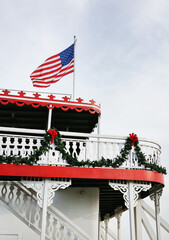 American flag on steam boat