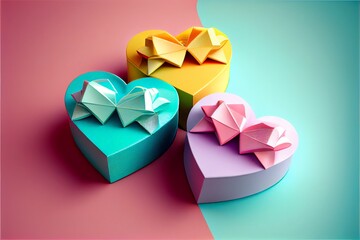 Heart-shaped gift presents. Valentines day. Generative AI