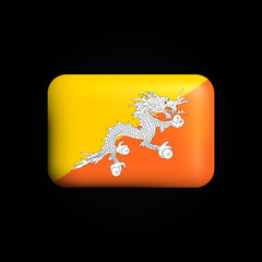 Bhutan Flag 3D Icon. National Flag of Bhutan. Vector illustration