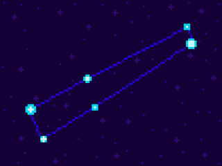 Obraz na płótnie Canvas Chamaeleon constellation in pixel art style. 8-bit stars in the night sky in retro video game style. Cluster of stars and galaxies. Design for applications, banners and posters. Vector illustration