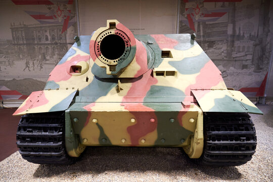 Kubinka, Moscow region, Russia - November 13, 2022: German assault gun Sturmtiger front view. Museum of Tanks and Armored Vehicles in Patriot Park
