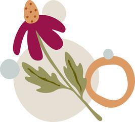 Hand drawn color spots with flower decor element flat icon