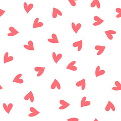 Seamless Pattern of Pink Heart Shape for Wrapping Paper, Card, Background, Fabric. Flat Style Design
