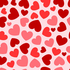 Fototapeta na wymiar Seamless Pattern of Pink Heart Shape for Wrapping Paper, Card, Background, Fabric. Flat Style Design
