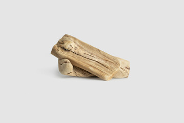 Wooden figurines on a white background