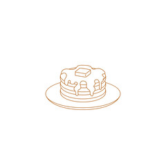 Breakfast pancakes with butter and syrup on a plate. Minimalist lineart illustration. Vector illustration