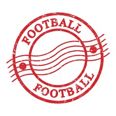 FOOTBALL, text written on red postal stamp.