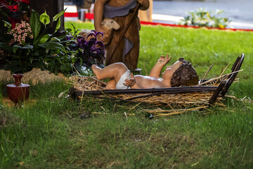 Nativity scene near Seville town hall on the Plaza de San Francisco. Seville, Andalusia, Spain. 