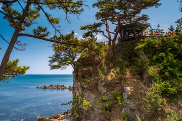 Uisangdae Pavilion in Naksan or Naksansa Temple, Yangyang, Gangwon Province, South Korea.