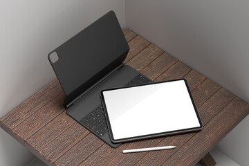 Responsive Tablet Computer with blank screen, Business online
