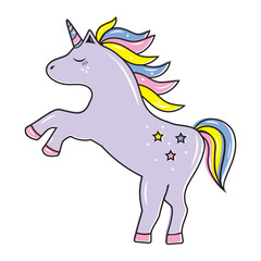 Cute Unicorn, colorful cartoon pony character, Vector illustration
