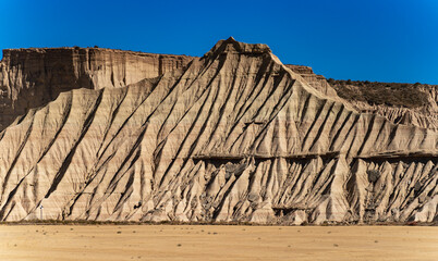 Bardenas desert formations closeup view of the hillside