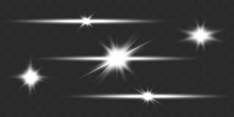 Line, star shiny light effect vector illustration on transparent background