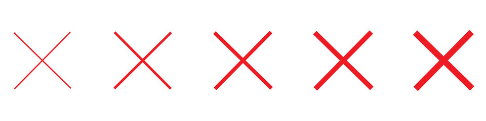 Variants of the wrong, incorrect, false, reject, ban, criss-cross, crossed out, × sign with the four best usable line thicknesses. Vector Illustration. Vector Graphic. EPS 10