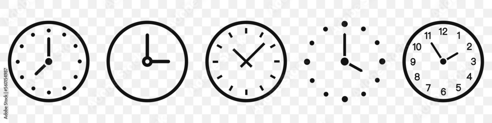 Poster time & clock icons set. clock time line icon. time symbols collection. vector illustration