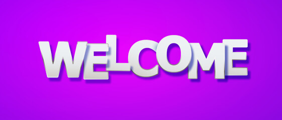 WELCOME letters banner.Welcome poster on Ultraviolet background. Vector paper illustration