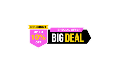 10 Percent BIG DEAL offer, clearance, promotion banner layout with sticker style. 
