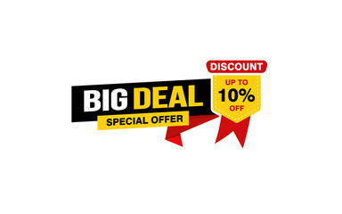 10 Percent BIG DEAL offer, clearance, promotion banner layout with sticker style. 
