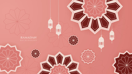 Ramadan Kareem background greeting cards. Ramadan islamic holiday invitations templates collection with mandala pattern, lantern and mosque. Vector illustration.