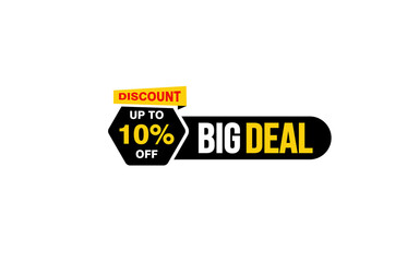 10 Percent BIG DEAL offer, clearance, promotion banner layout with sticker style. 
