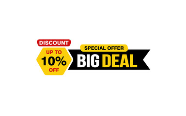 10 Percent BIG DEAL offer, clearance, promotion banner layout with sticker style. 
