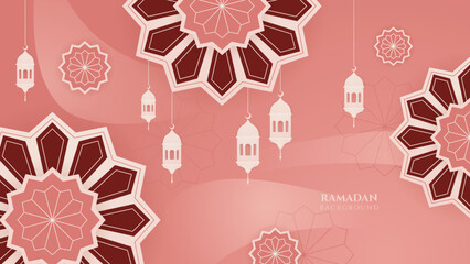 Ramadan Kareem background greeting cards. Ramadan islamic holiday invitations templates collection with mandala pattern, lantern and mosque. Vector illustration.