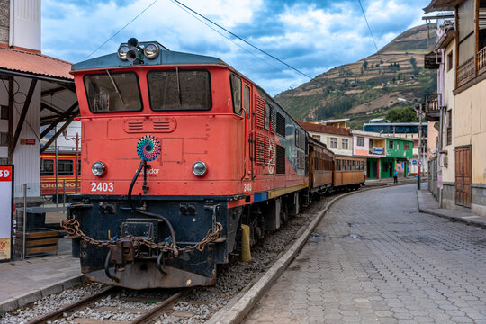 Alausi, Ecuador - September 24, 2022: train transportation