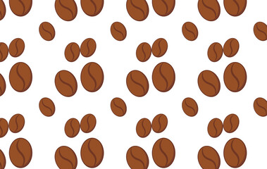 Seamless pattern with cartoon coffee bean on a white background