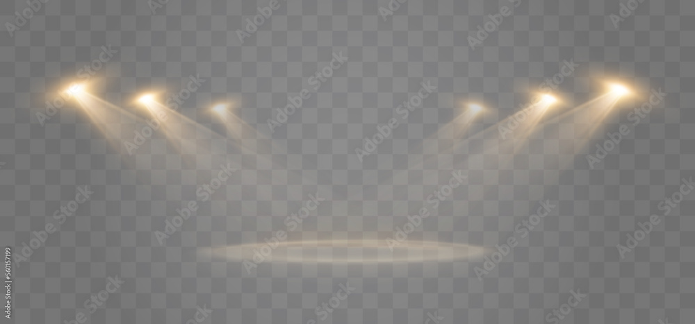 Poster spotlights background. isolated vector light effect with lights and beams.