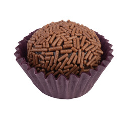 Typical brazilian brigadeiro isolated over white background