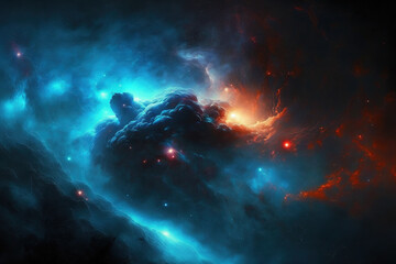 Fototapeta na wymiar Cosmos, space nebula as a background or wallpaper. AI 