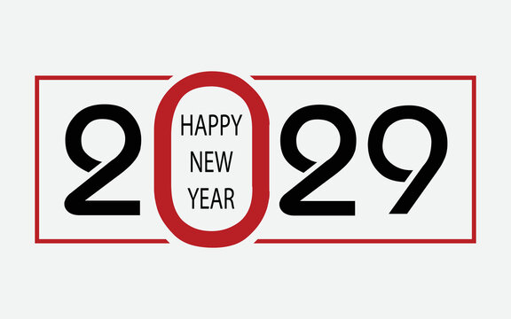 Happy New Year 2029 text design. Cover of business diary for 2029with wishes. 
